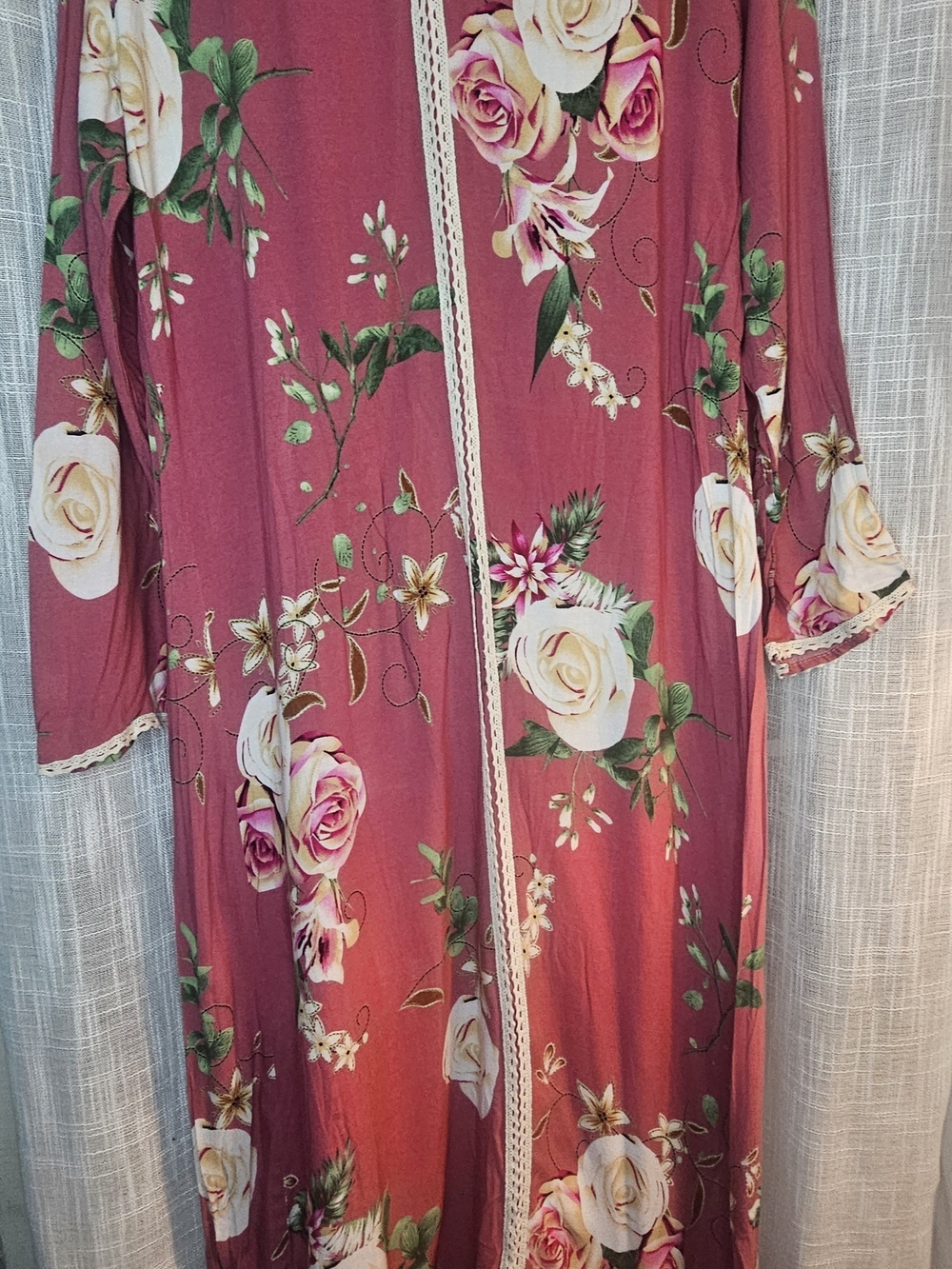 PING Pink Floral Button-Up with Green Leaf Print